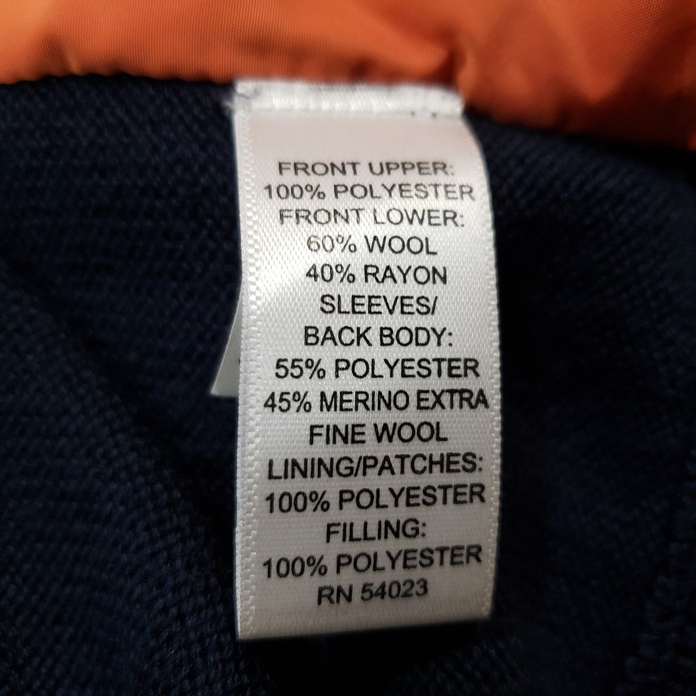 Banana Republic Quilted Merino Wool Jacket Men's Small Navy Blue Full Zip Bomber - Picture 11 of 12